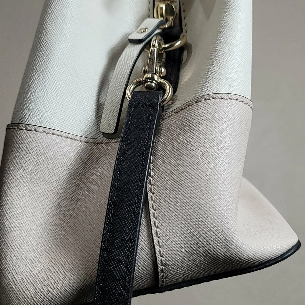 Kate Spade Evangelie Laurel Way Sachel Handbag Purse Beige Ecru Black Crossbody - Picture 6 of 12